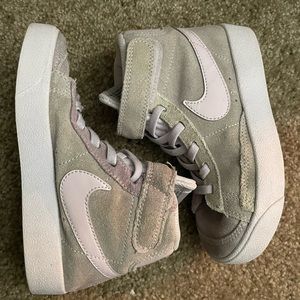 Purple Suede high top Nike shoes